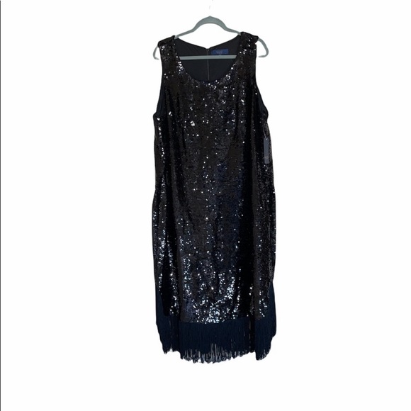 Black Sequin Fringe Dress - Picture 4 of 5